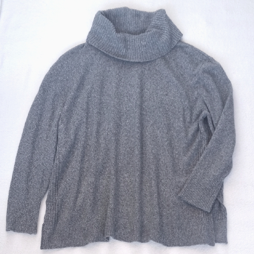 So Women's Cozy Gray Turtleneck Soft Knit Long Sleeve Sweater XXL